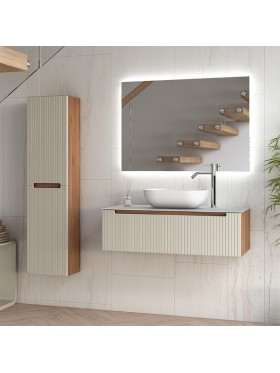Mueble de baño suspendido con lavabo sobre encimera 40 cm alto Modelo Box
